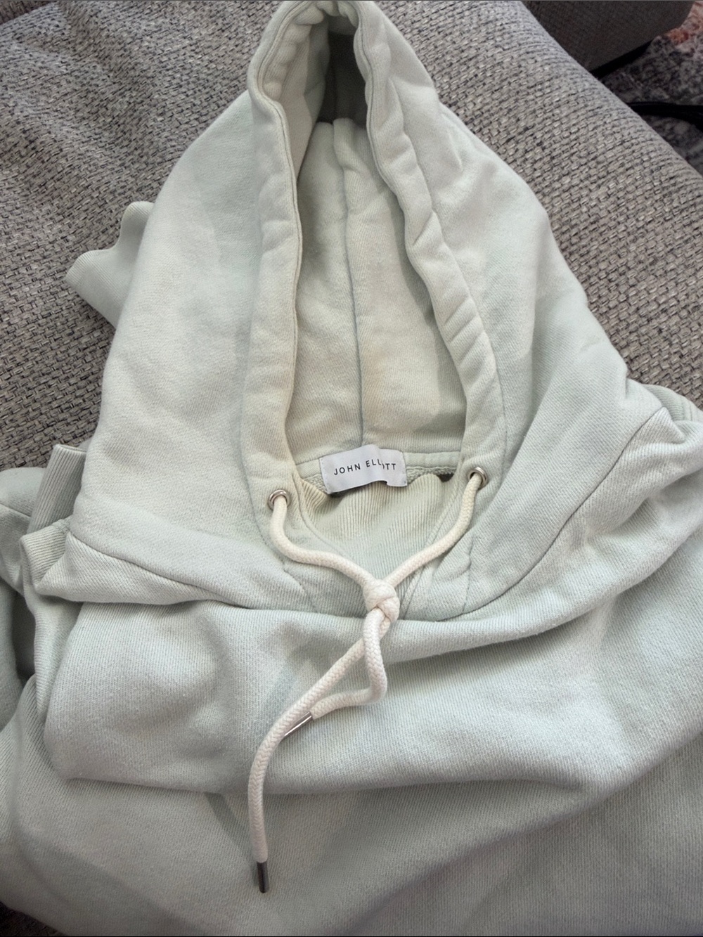 John Elliott Pastel Mint Pullover Hoodie